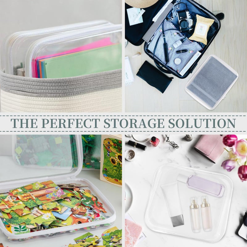 YOPCDJ 3 Pack Clear Hard Shell Zipper Case  Clear Zipper Pouches Waterproof Makeup Organizer & Toy Storage Bag  Diaper Bag Organizing Pouches  Plastic Pouch for Travel  Office  Home  Large Size - Image 4